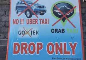 Posters banning ride sharing in Bali (found in select areas)